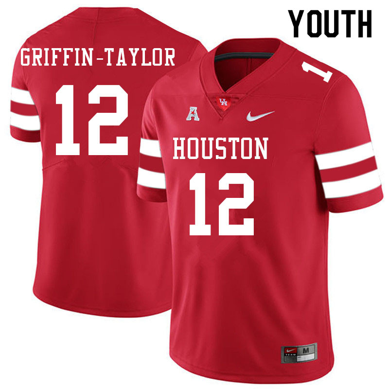 Youth #12 Demarcus Griffin-Taylor Houston Cougars College Football Jerseys Sale-Red